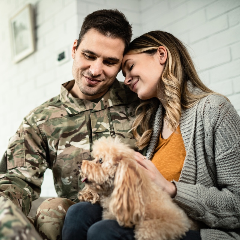 Soldier with Spouse and Dog